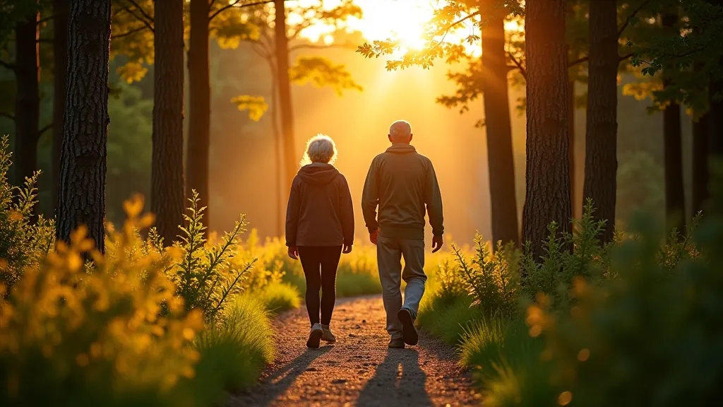 People walking slowly through natural forest landscape