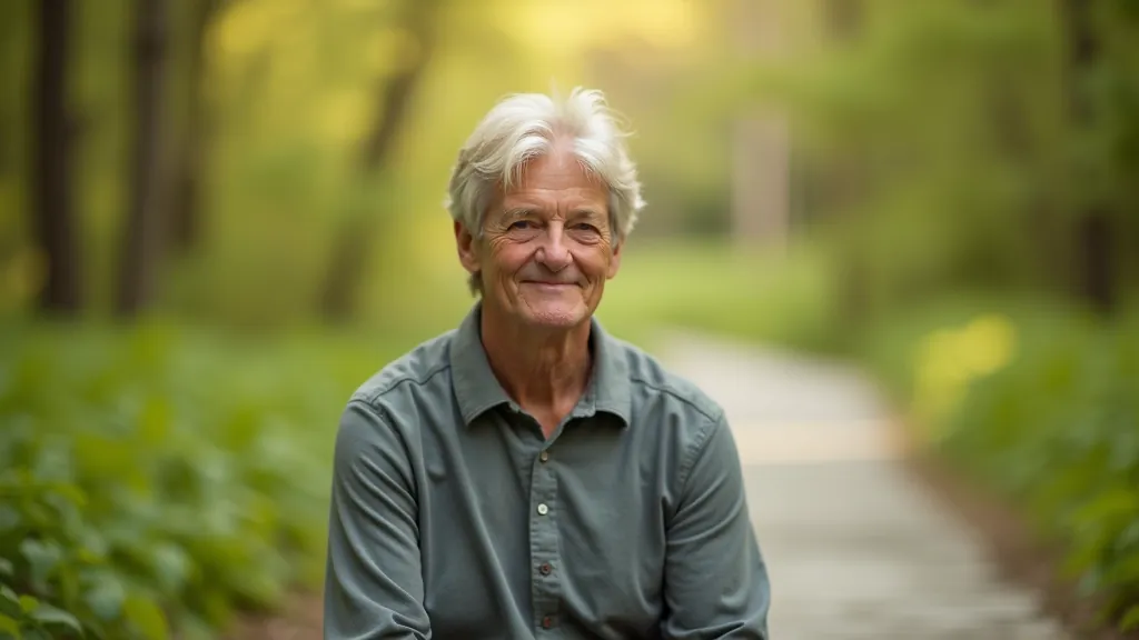 Person comfortably seated at outdoor rest area enjoying natural surroundings